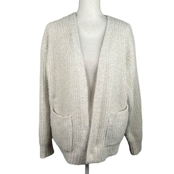 No Boundaries Cream Knit Fuzzy Coastal Winter Open Cardigan Sweater Size XXL - Picture 1 of 5